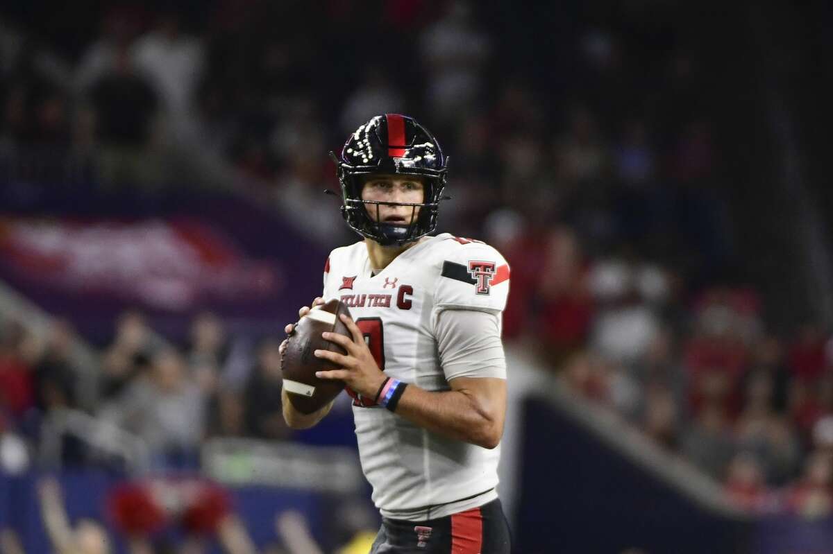 Texas Tech quarterback Tyler Shough (12) attempts to through a pass against Houston during the second half of an NCAA college football game Saturday, Sept. 4, 2021, in Houston. (AP Photo/Justin Rex)