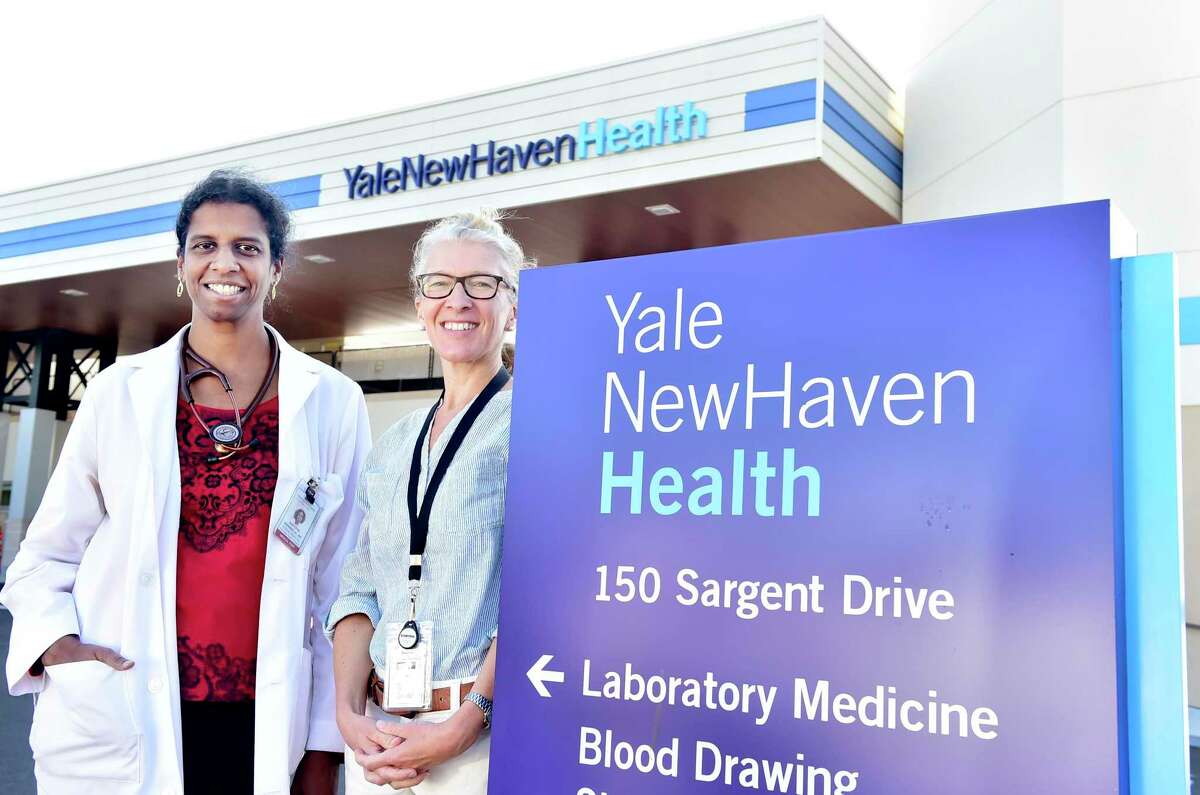 Dr. Aniyizhai Annamalai, left, and Dr. Camille Brown are with the Yale Refugee Health Program.