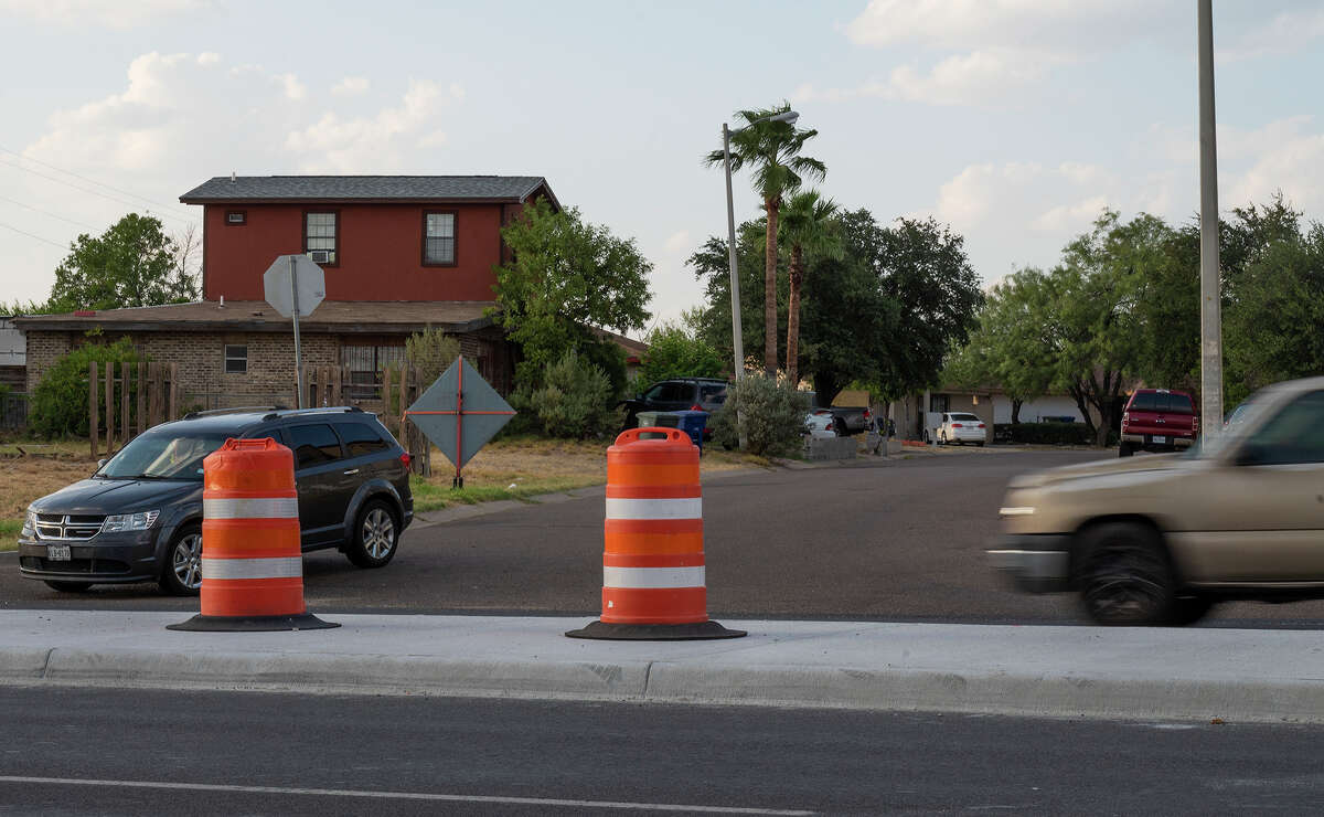 A recently made median blocks the entrance to Loma Alta subdivision, as seen Sept. 2, 2021. Residents have raised concerns with the alternate route.