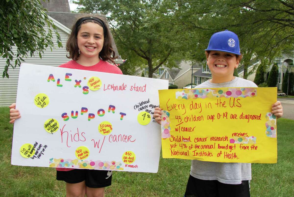 Brooklyn Farrell (left) and AJ Farrell, raise $1,325 for Alex's Lemonade Stand Foundation for Childhood Cancer during their Lemonade stand on Monday, Sept. 6.