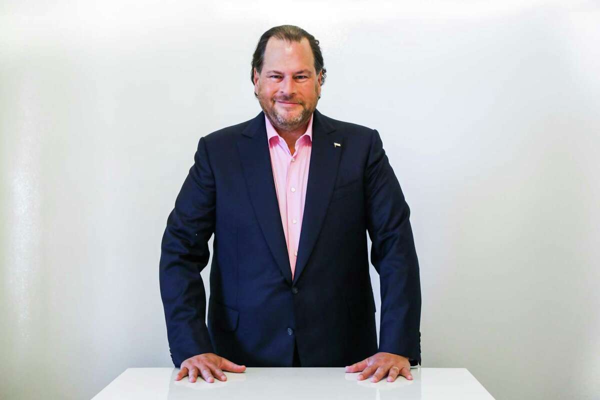 Salesforce CEO Marc Benioff stands for a portrait in San Francisco, California, on Sept. 13, 2018.