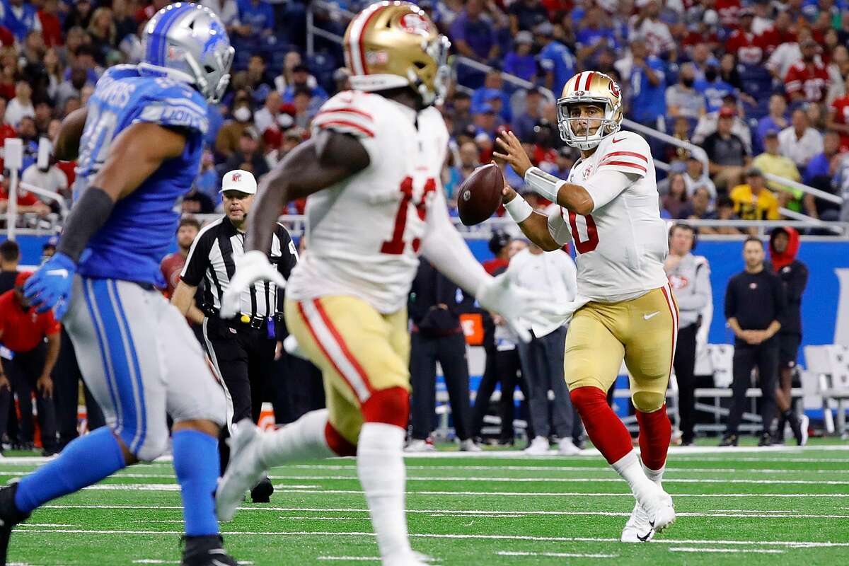 Healthy 49ers start strong with 41-33 win over lowly Lions