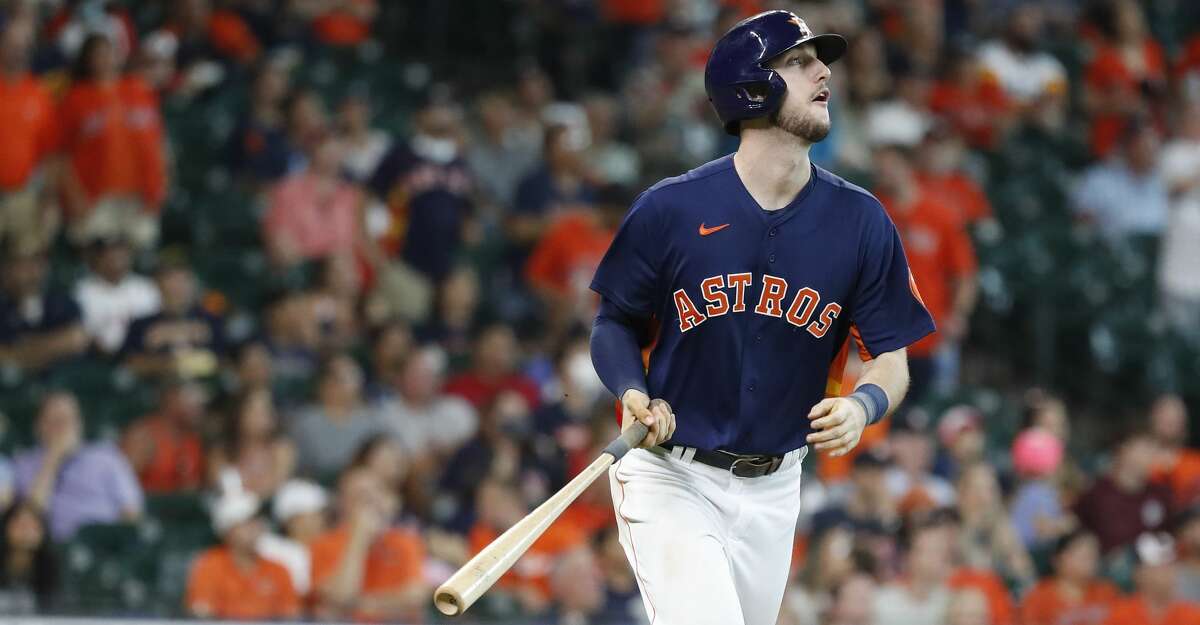 Houston Astros right fielder Kyle Tucker (30) batting in the