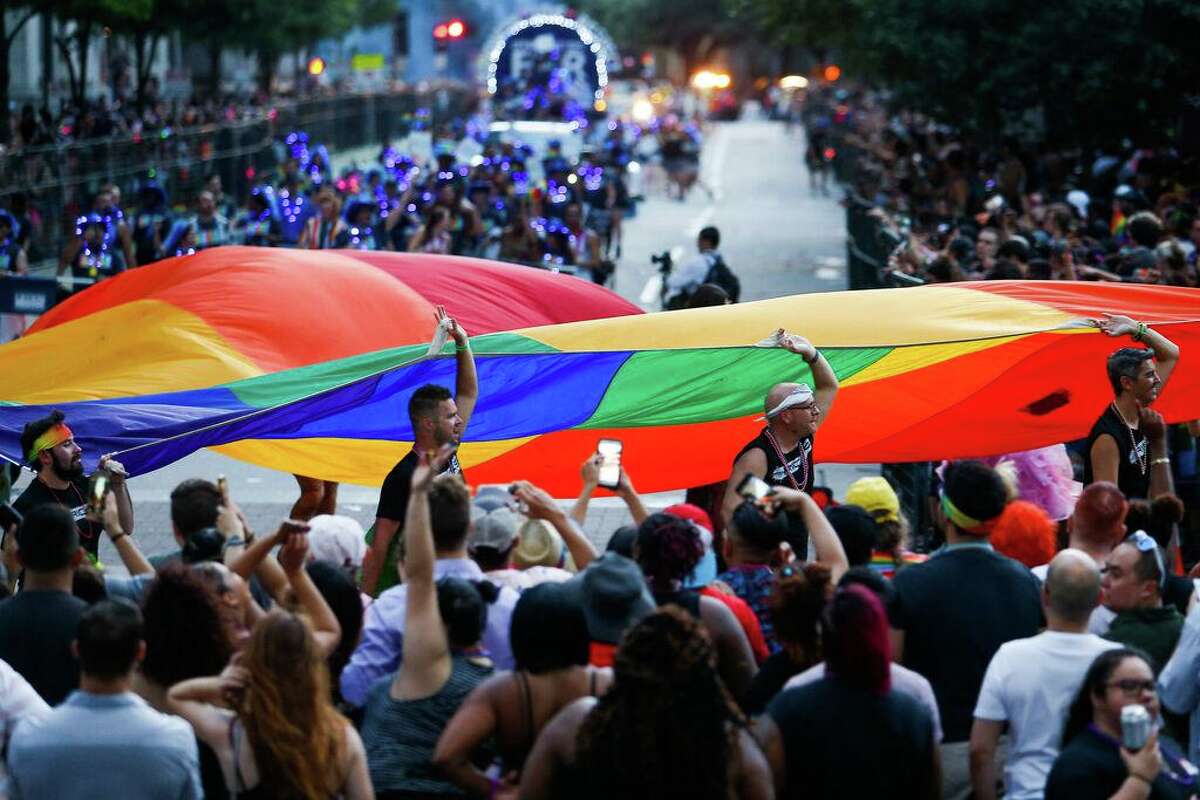 Thousands of people fill downtown for the 40th annual Pride Houston festival and parade Saturday, June 23, 2018.