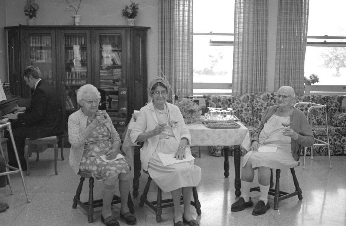 Manistee Heights Care Center kicked off a weeklong series of special events for residents with a reception Sunday afternoon in observance of Grandparents Day. Among those getting special honors as the oldest grandparents at the center were, (from left) Agnes Glocheski, 89; Mary Kowalski, 86, and Mary Wentland, 96. The photo was published in the News Advocate on Sept. 14, 1981. (Manistee County Historical Museum photo)