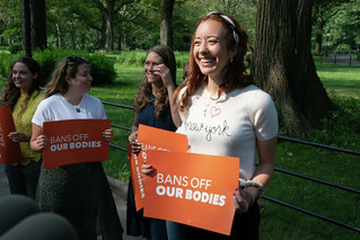 Advocates at a press conference in Manhattan's Central Park that was held by Gov. Kathy Hochul and U.S. Sen. Kirsten Gillibrand. (Photo courtesy Office of the Governor)