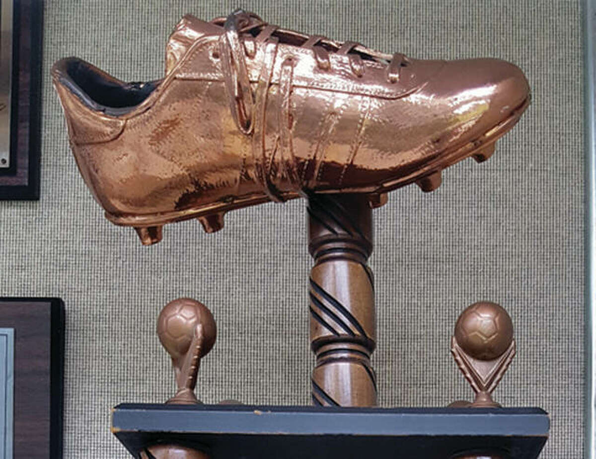 The top of the Joseph S. Carenza Bronze Boot Trophy. This year’s Bronze Boot game is set for Tuesday at Saint Louis U.