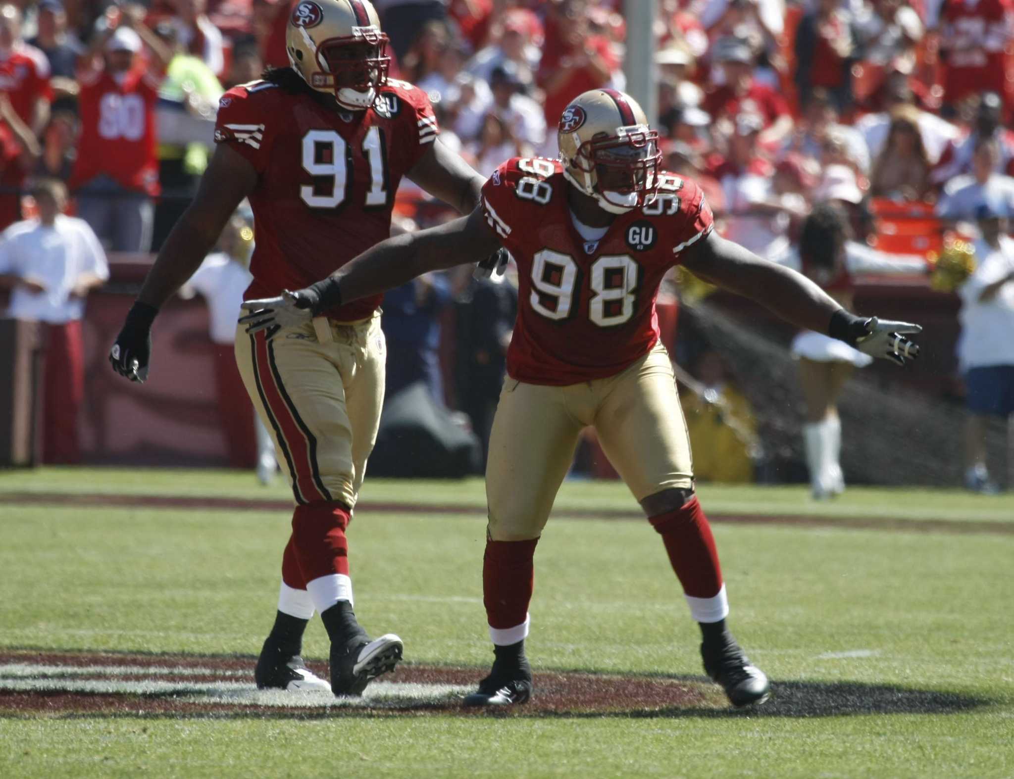 San Francisco 49ers Parys Haralson, #98, during practice in Santa