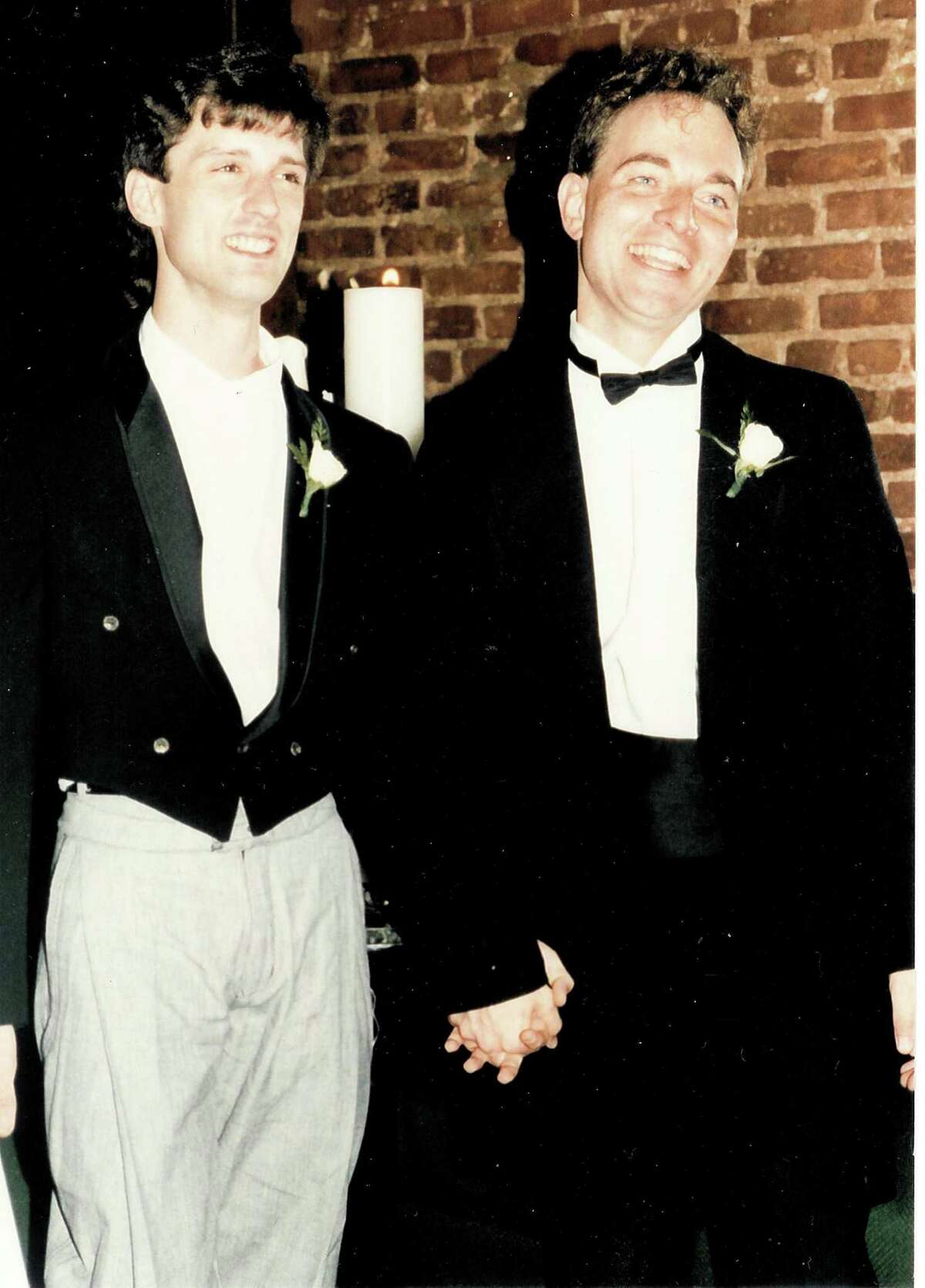 Brian Fisher (left) and Kevin Fisher-Paulson get married for the first time on Sept. 19, 1987, in New York City.