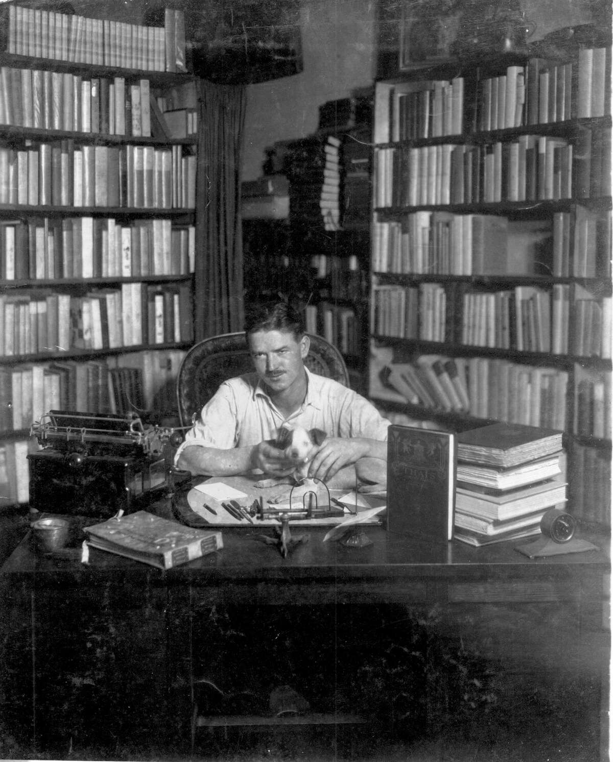 Frank Rosengren Sr. shown at his Chicago rare-book store before moving the store to San Antonio in 1935.