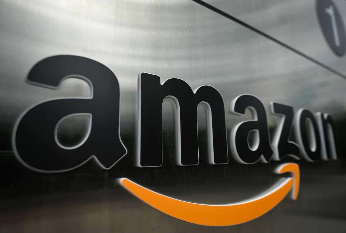 Amazon logo seen at the entrance to Amazon Ireland - Shackleton Office in Dublin. (Photo by Artur Widak/NurPhoto via Getty Images)