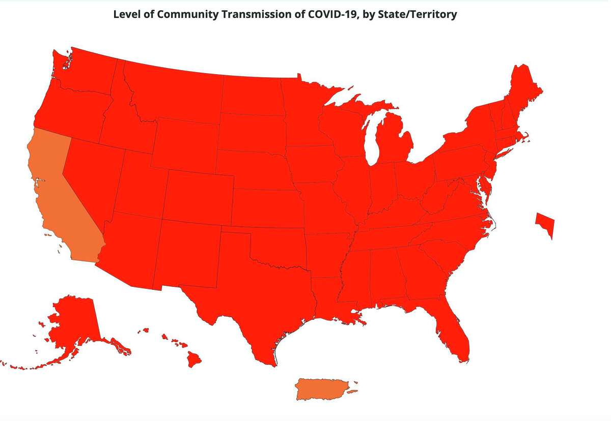 Community transmission levels by state as of Sept. 14, 2021.