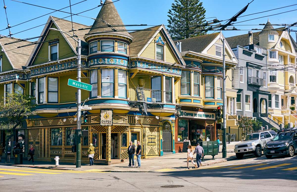 Maybe the grass isn't greener?  Victorian style houses in the Haight-Ashbury neighborhood of San Francisco.