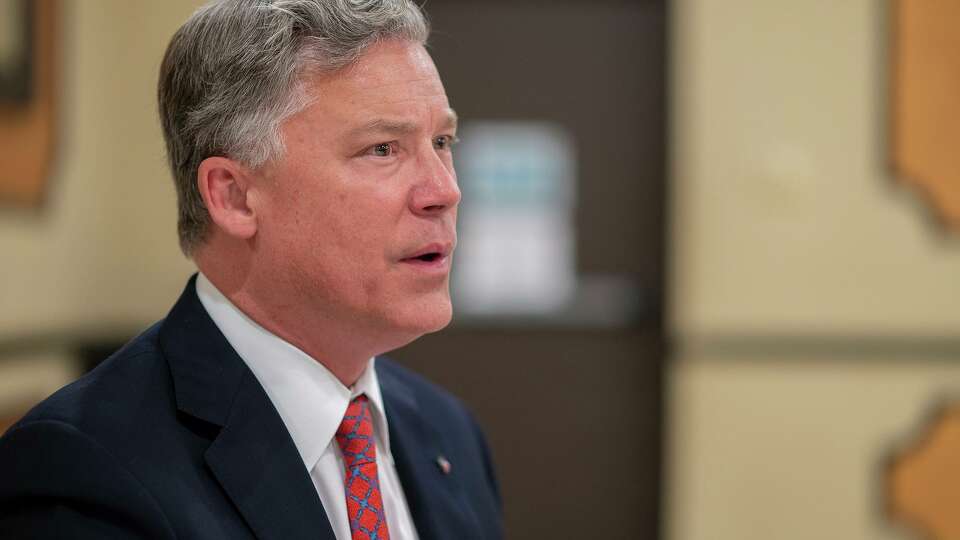 Texas Attorney General candidate Joe Jaworski speaks with residents of Laredo and surrounding areas, Wednesday, July 14, 2021, at the Firefighters Union Hall.