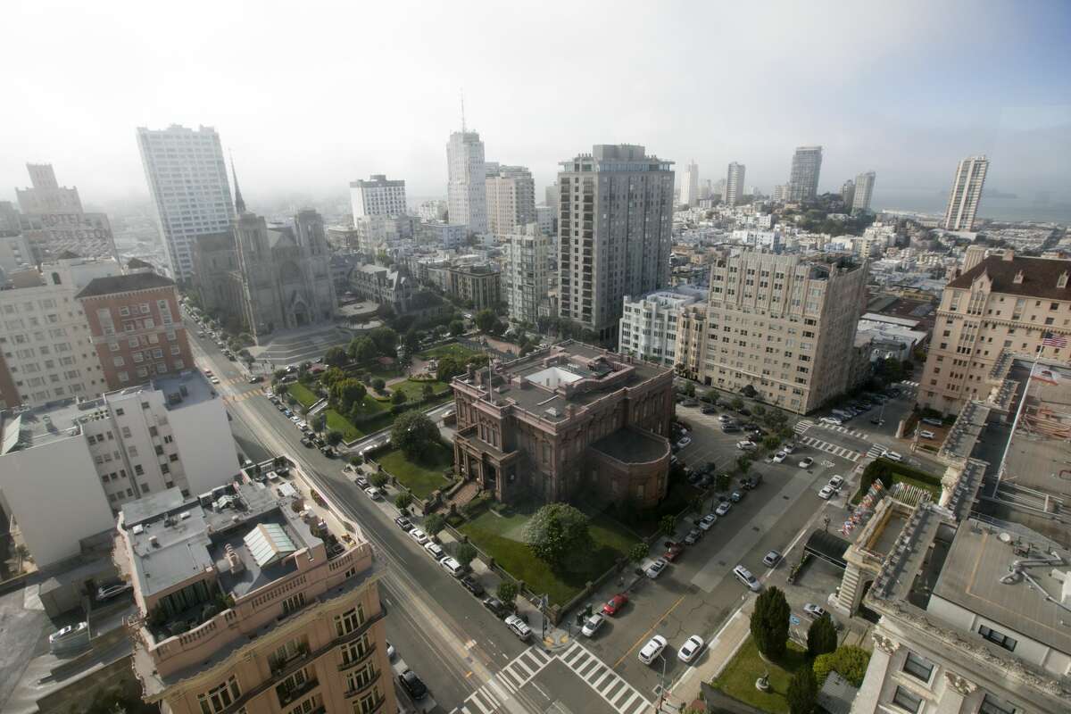 The views of Huntington Square from the top of the mark. San Francisco, California, September 14, 2021.