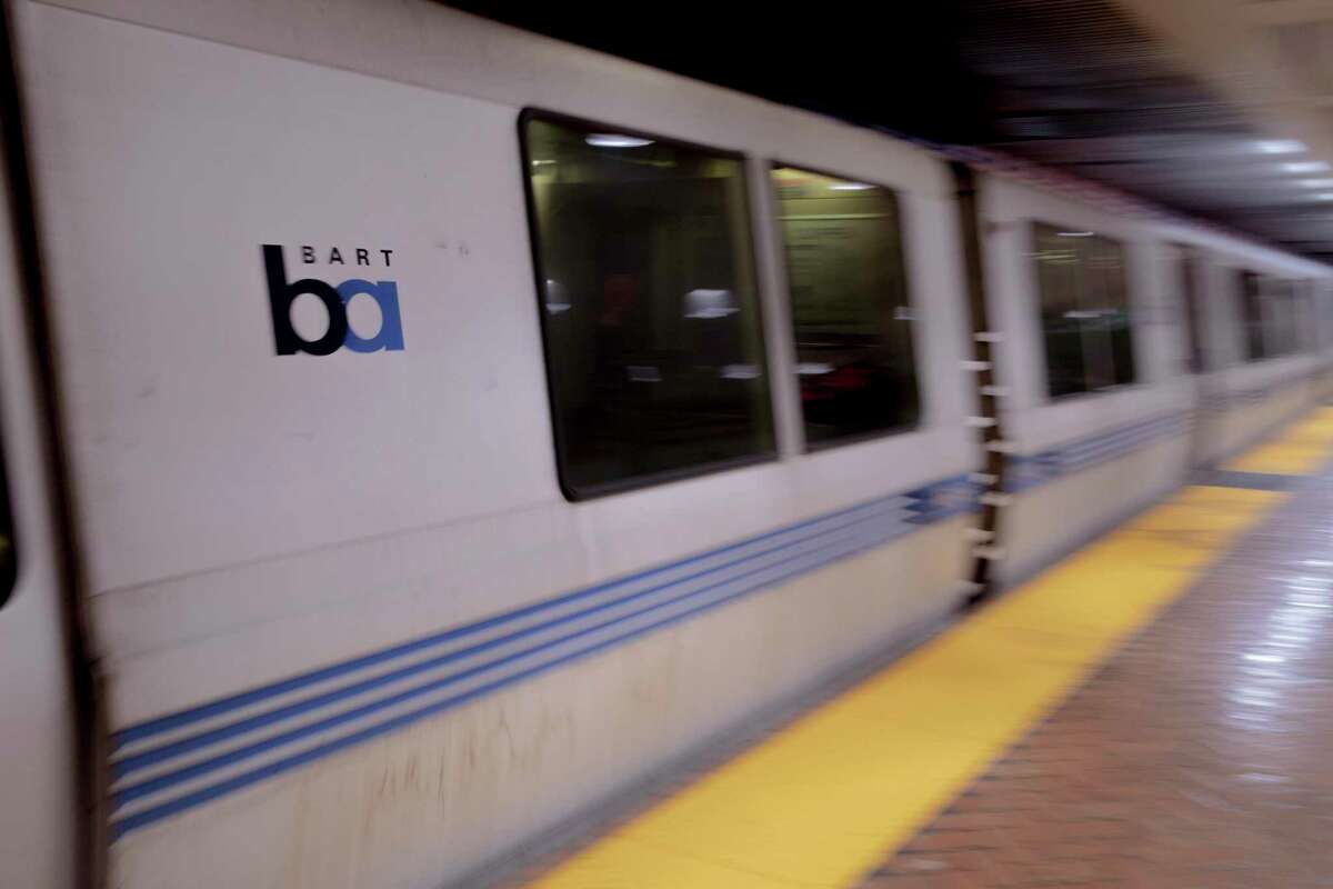 A BART train passes a station. A BART passenger was found dead late Tuesday on a train at a Pleasant Hill station, officials said.