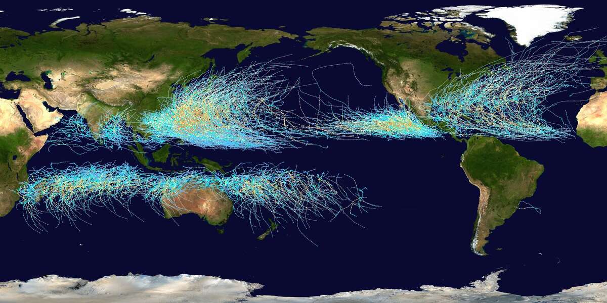 The path of every major hurricane and cyclone from 1985 to 2005 in one 