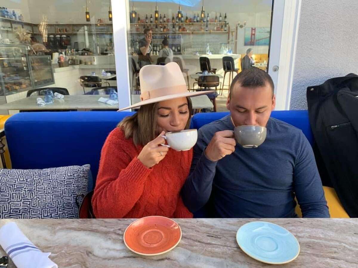 Clarke Finney with her fiancé.