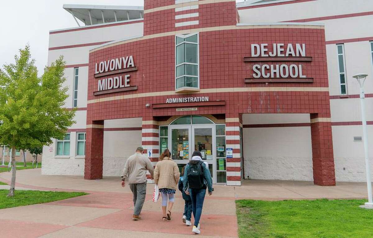 DeJean Middle School in Richmond is one of the schools that would require students and staff to get vaccinated under a proposal being considered by West Contra Costa Unified.