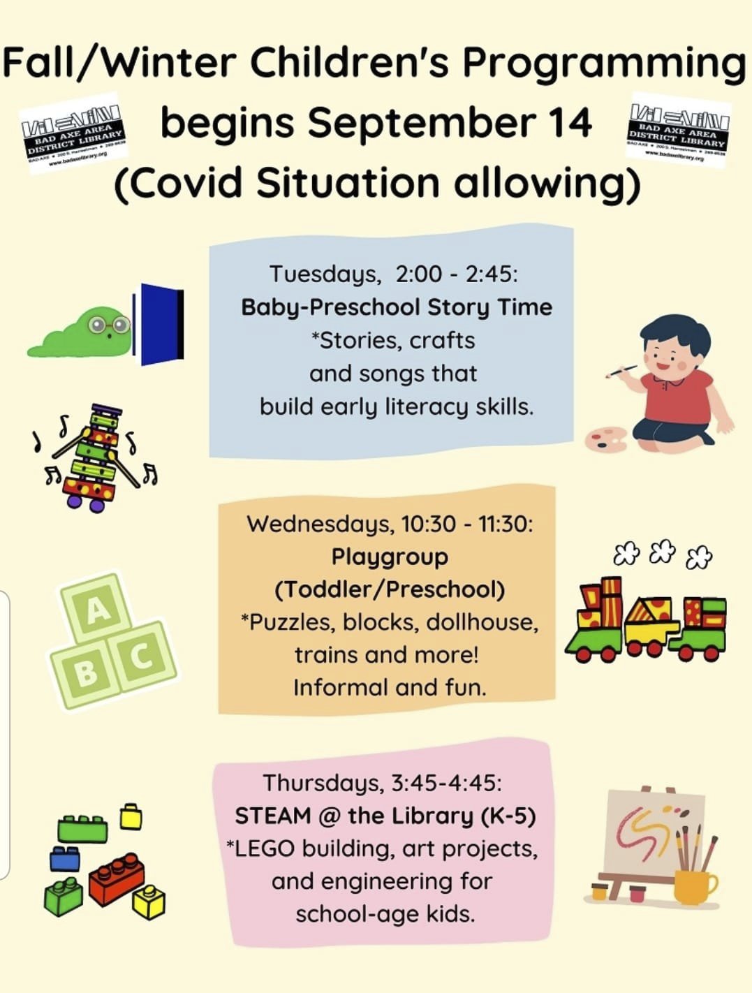 Bad Axe library restarts childrens programs.