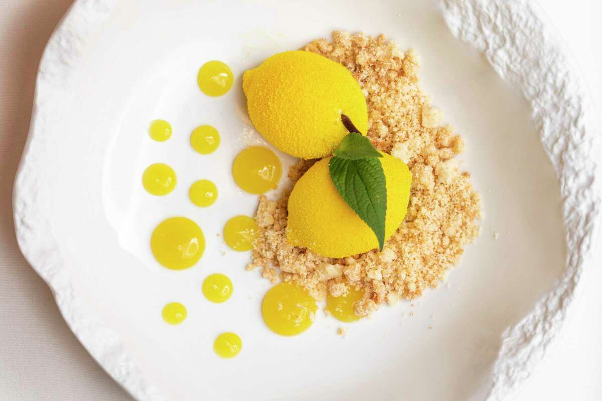 Lemon promises to be an Instagram favorite dessert at the Estiatorio Ornos in San Francisco.
