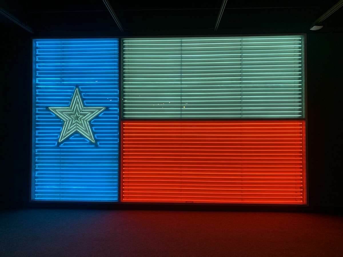 The iconic light-up Texas flag at the Institute of Texan Cultures