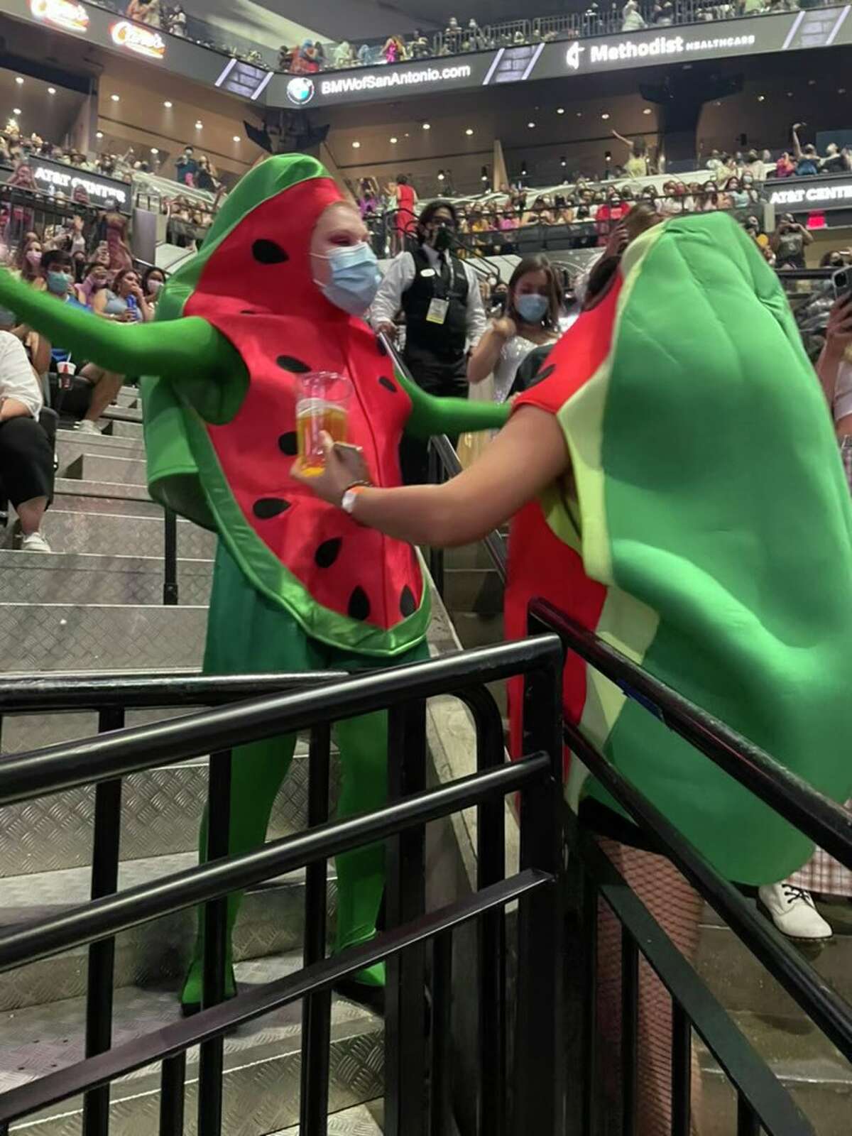 Moment of happiness': Harry Styles fans dressed as watermelons have chance  encounter at AT&T Center