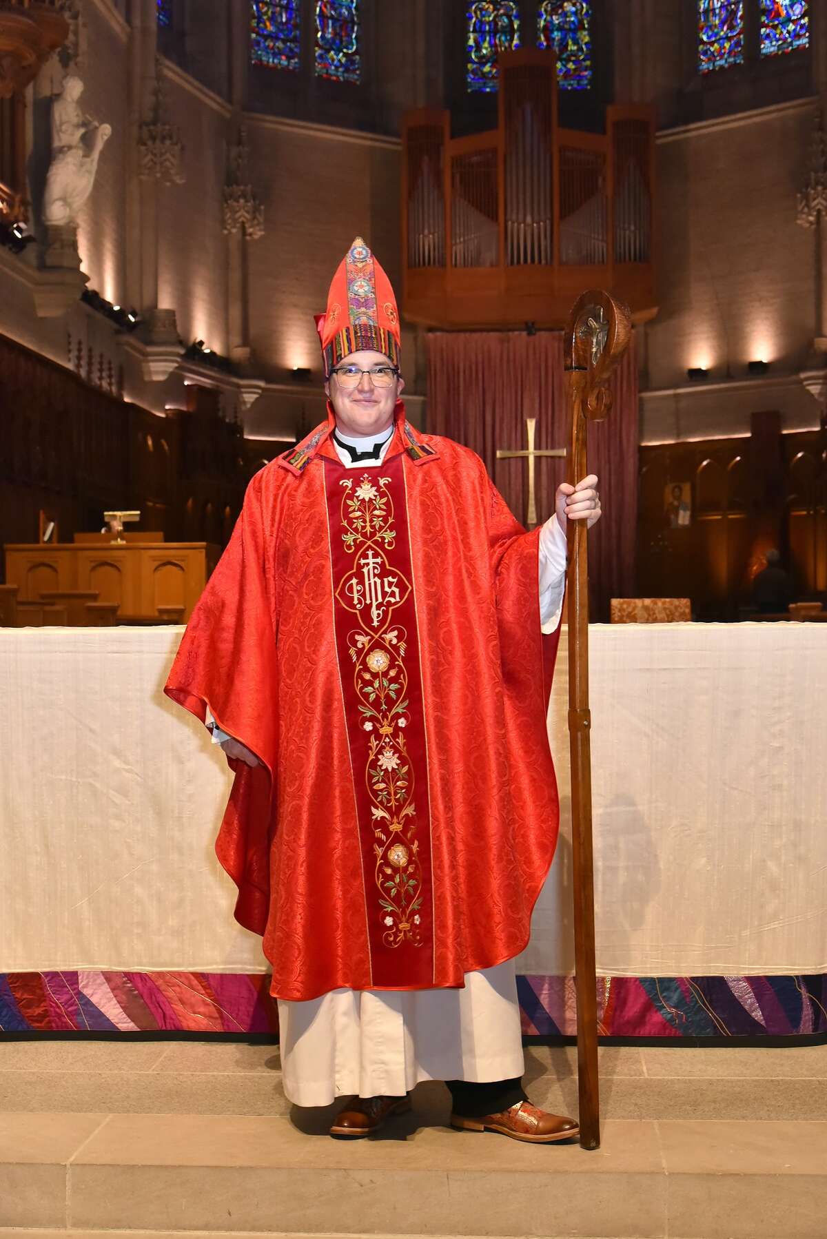 Rev. Megan Rohrer at a ceremony at Grace Cathedral in San Francisco.