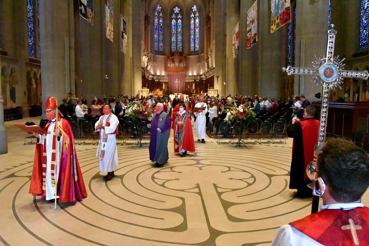 Reverend Megan Rohrer at a ceremony at Grace Cathedral in San Francisco.