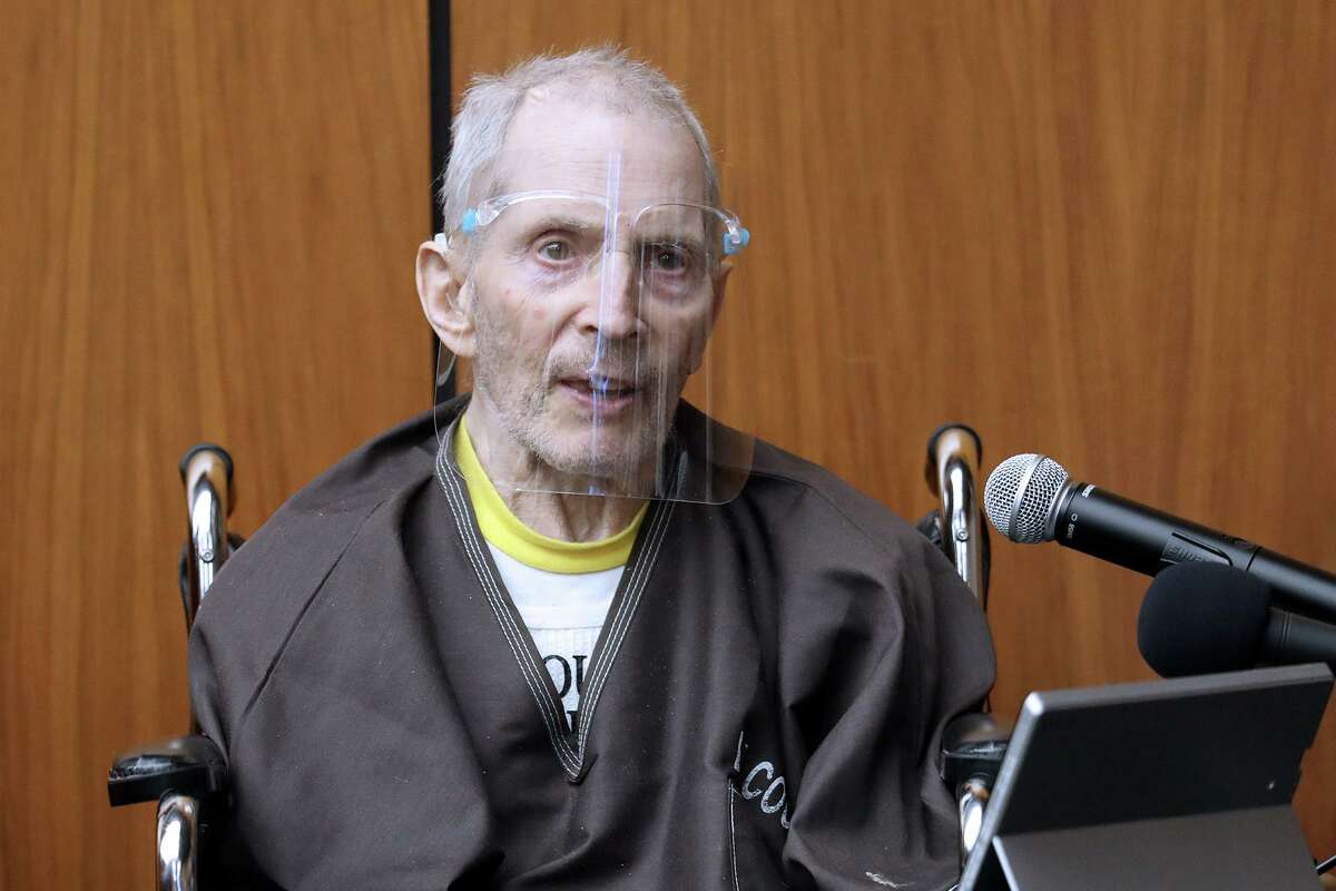 Robert Durst, 78, takes the stand and testifies in his murder trial answering questions from his defense attorney at the Inglewood Courthouse on Aug. 9, 2021, in Inglewood, Calif.