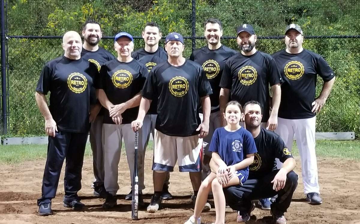 The Retro Grub and Pub took second in the Shelton Men's Over 35 Softball League playoffs. Team members (front row) Josh Krize; (second row) Mark Berretta, Doug Peterson, Jeff Hartshorn and Jay Ambrosio; (third row) Eric Bleakney, Tom Kavanagh, Chris Moore and Tony DeFelice. John Recce is missing from photo.