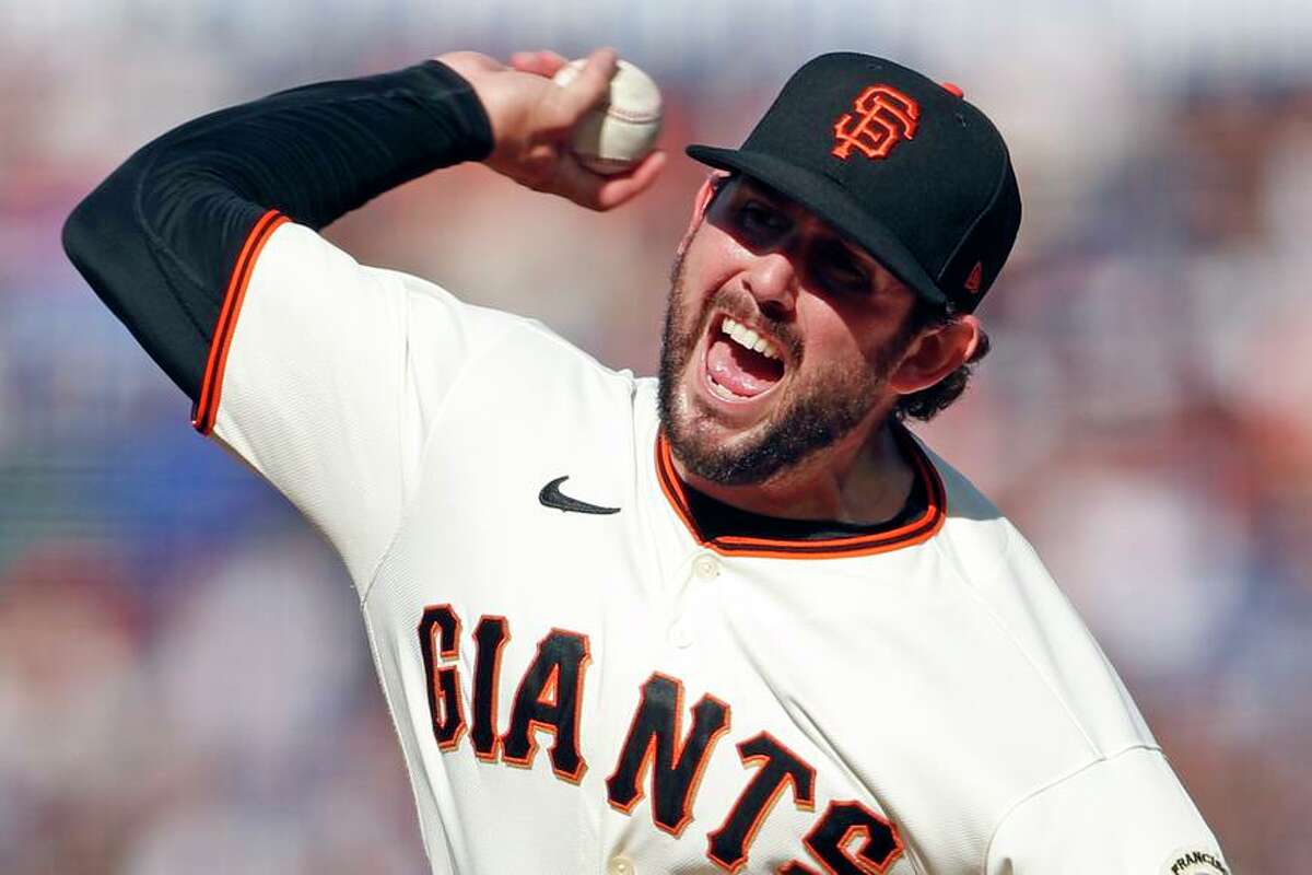 San Francisco Giants' Dominic Leone pitches in 1st inning against Los Angeles Dodgers during MLB game at Oracle Park in San Francisco, Calif., on Sunday, September 5, 2021.