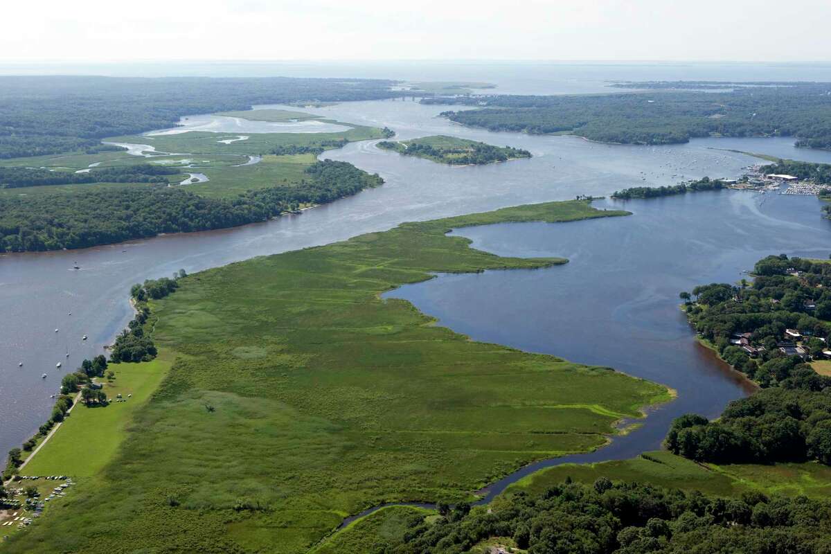 Aerial view of the Connecticut River and Essex Harbor. The Connecticut River Museum in Essex will hold an event on its waterfront lawn on Saturday
