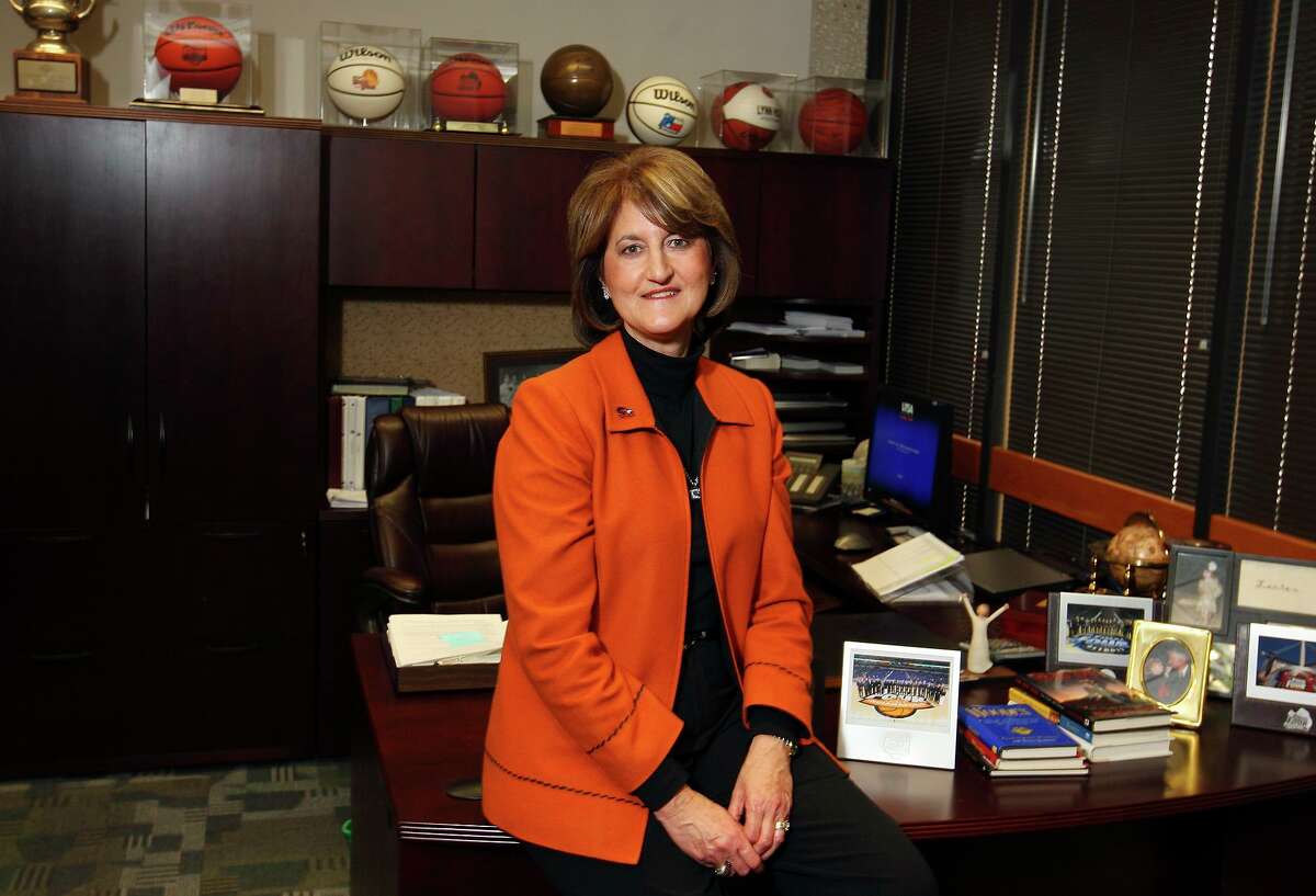 UTSA Asst VP/Director of Athletics Lynn Hickey, who is the Express-News Sportswoman of the Year for 2010, Friday Dec. 17, 2010 in her office.