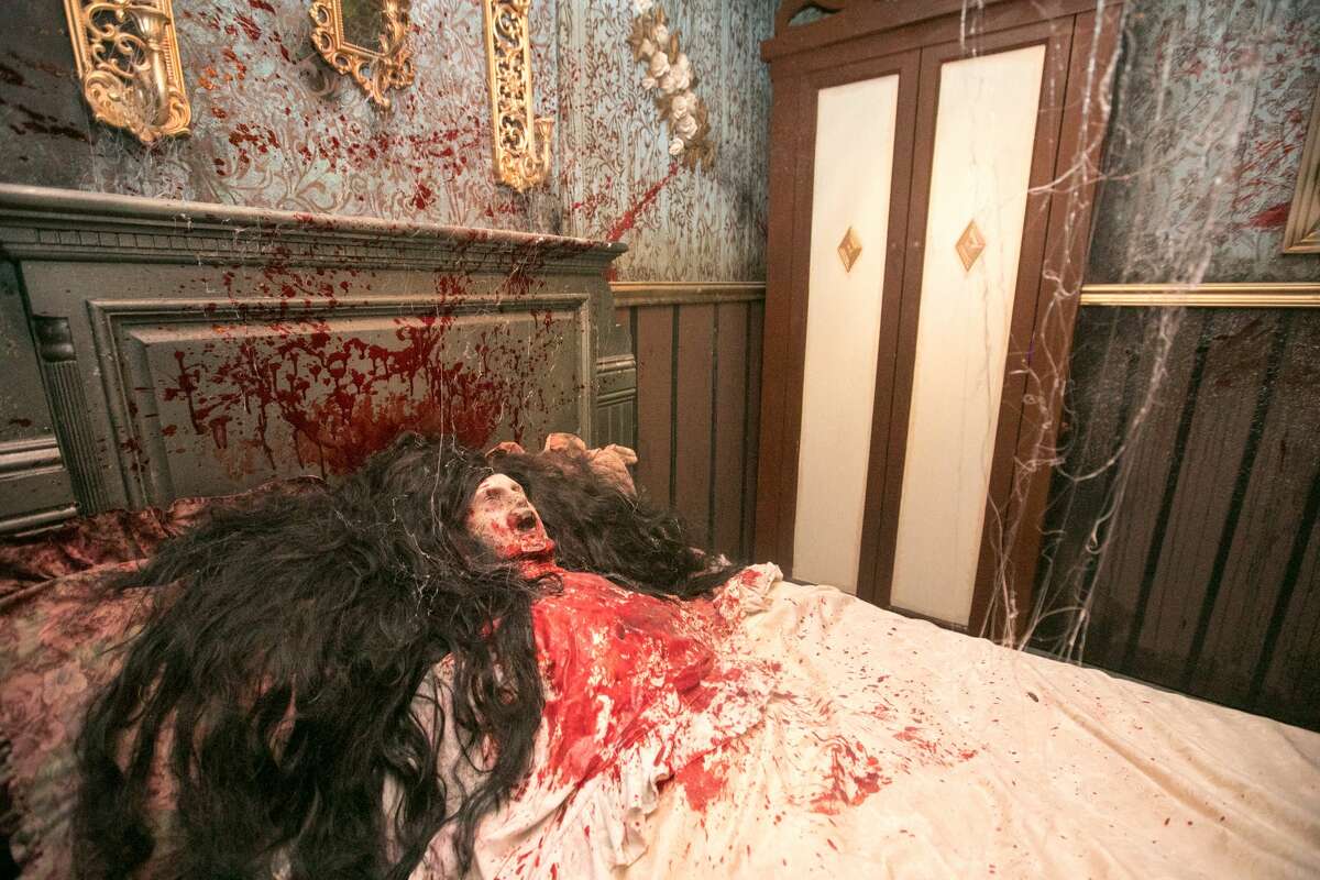 One of the halls of an immersive haunted attraction,