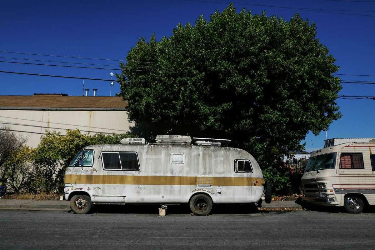 RVs are parked on Eighth Street in Berkeley on July 23. The city plans to open an RV safe parking program for homeless residents soon.