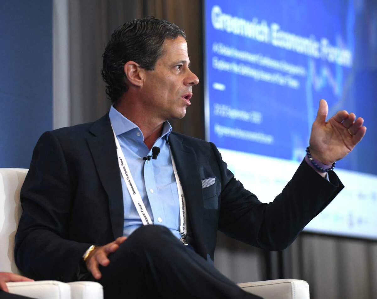 iCapital Network CEO and Chairman Lawrence Calcano speaks during a panel discussion on the first day of the 2021 Greenwich Economic Forum on Tuesday, Sept. 21, 2021, at the Delamar hotel at 500 Steamboat Road in Greenwich, Conn.