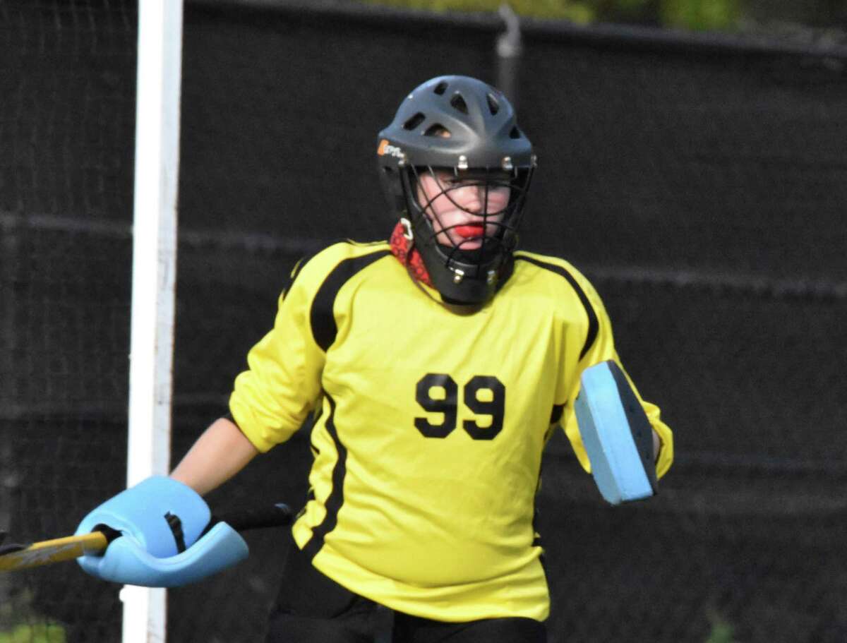 Trumbull goalie Jenny Flynn made 17 saves in the Eagles' 3-0 loss to New Canaan.
