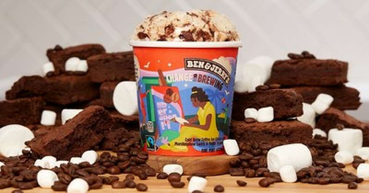 Ben & Jerry's new flavor Change is Brewing is a sweet combination of cold brew coffee ice cream, marshmallow swirls and fudge brownies.