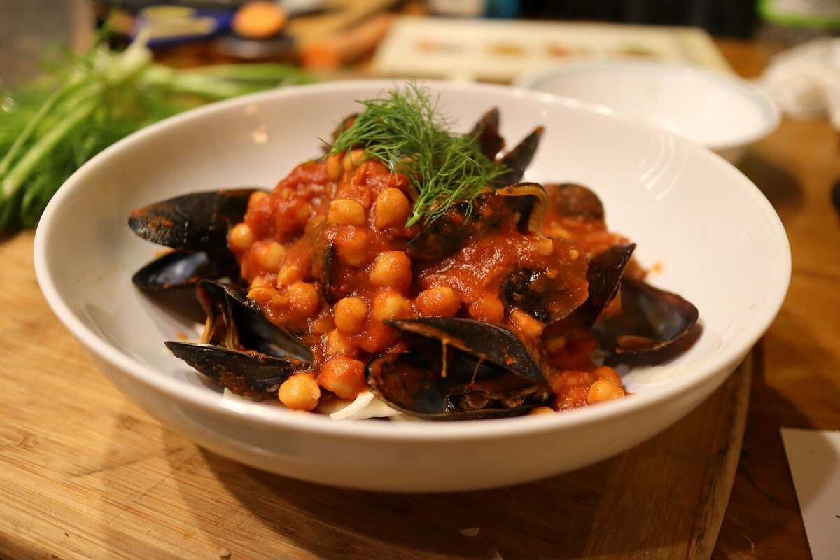 Mussels with chickpeas in spicy chile sauce is likely to be among the seafood dishes at Cafe Euphoria,  an under-development restaurant, arts venue and co-working space on Troy's Monument Square that will be for the transgender and gender-nonconforming communities and their allies. An opening in late fall is projected. 