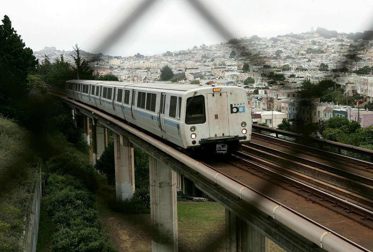 SAN FRANCISCO - JULY 05: A Bay Area Rapid Transit (BART) train is seen through a fence July 5, 2005 in San Francisco, California. 