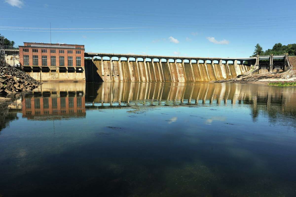 The Stevenson Dam, seen here from the west shore of the Housatonic River in Monroe, Conn. Aug. 30, 2017. Construction of the dam began in 1917,