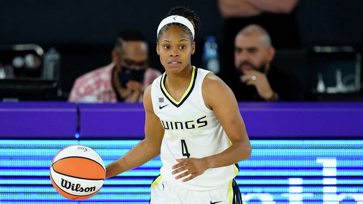 Azura Stevens of the Los Angeles Sparks walks on to the court during  News Photo - Getty Images