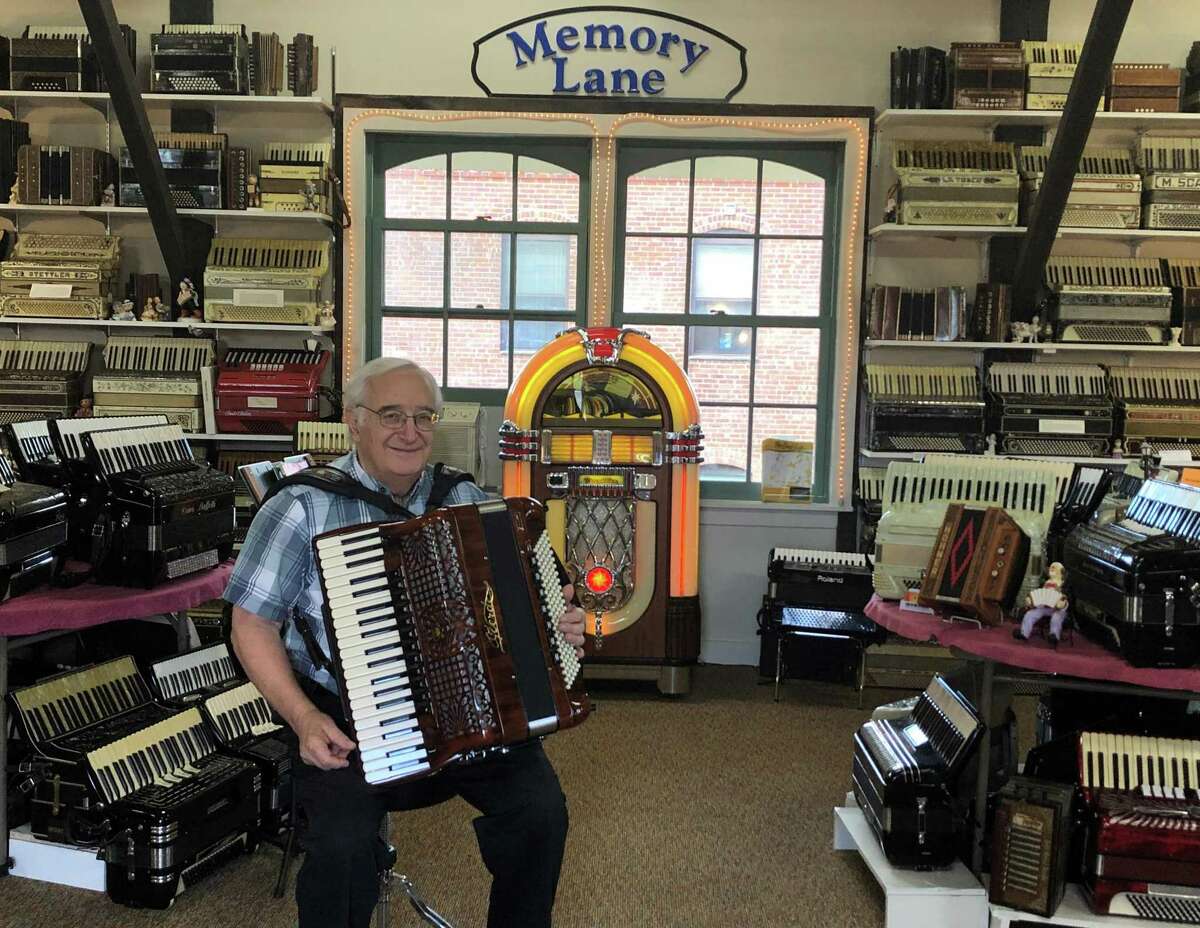 More than 400 accordions have been moved into the recently-restored Canaan Union Railroad station in the heart of North Canaan by long-time collector Angelo Paul Ramunni.