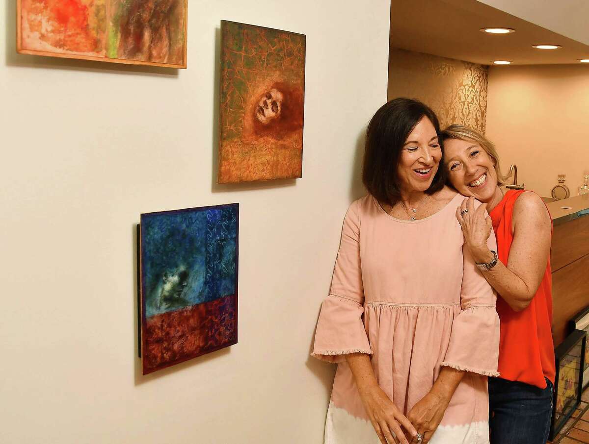 Art for All Homes founders Catherine Wile and Lisa Sheinbaum at Wile’s home Thursday July 26,2021