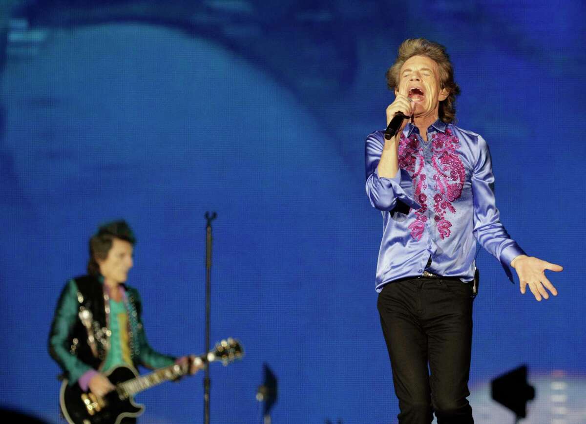 Mick Jagger and Ronnie Wood on stage as the Rolling Stones performed during the No Filter Tour at Levi’s Stadium in Santa Clara, Calif., on Sunday, August 18, 2019.