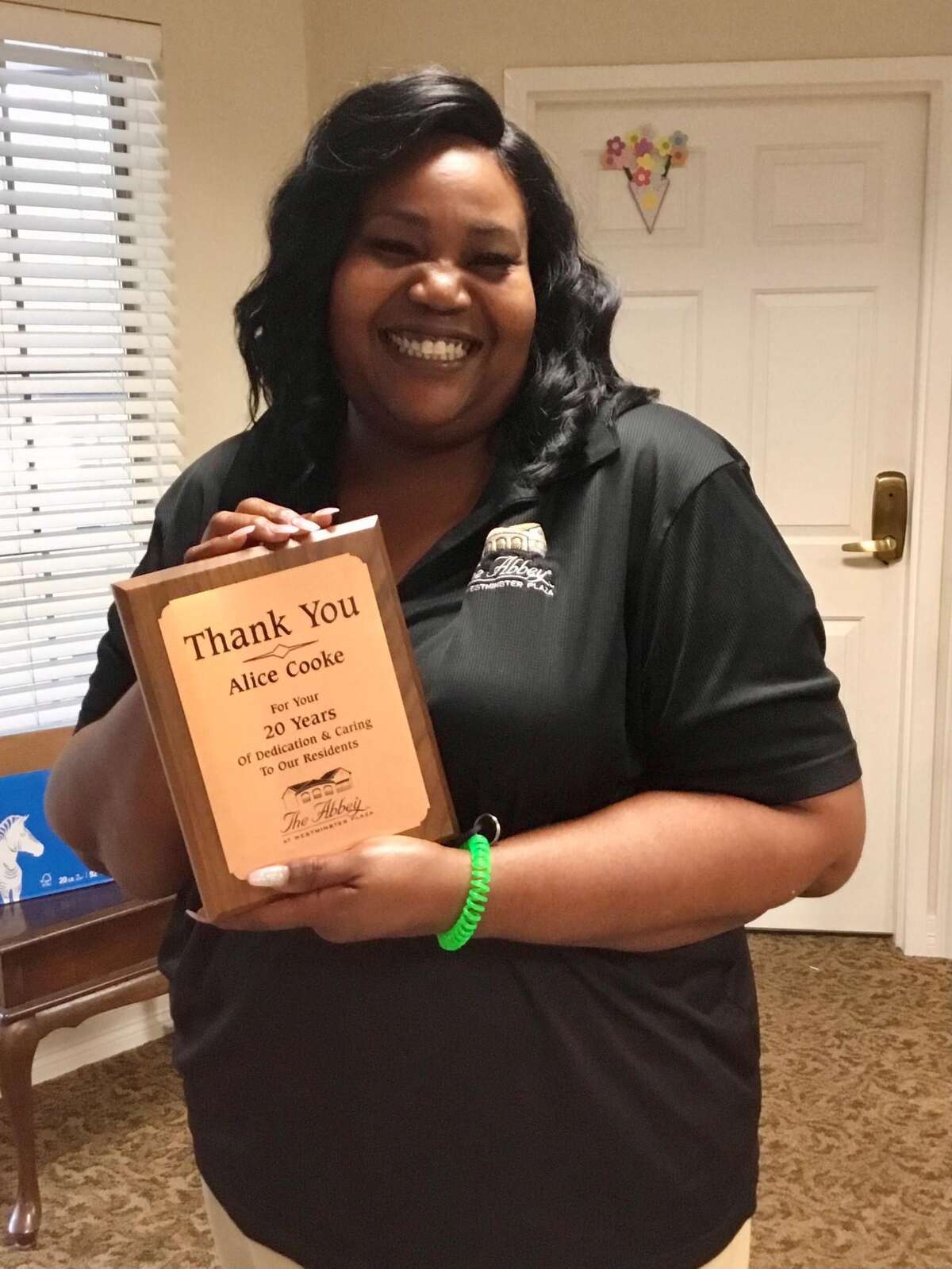 Alice Cooke received her honor for being a superhero of care at The Abbey at Westminster Plaza.