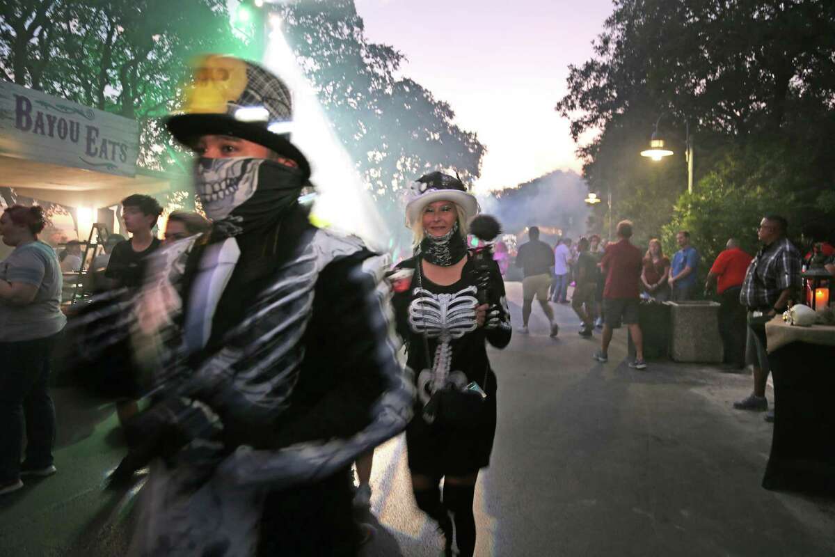 Before the Haloween Horror nights opened up customers were treated to all kinds of creatures roaming the grounds at SeaWorld on Thursday, Sept. 16, 2021.