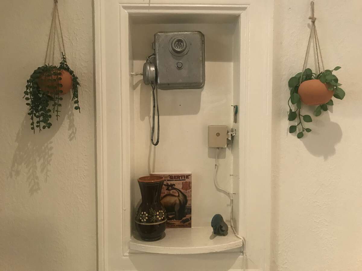 The intercom system in the writer's apartment.