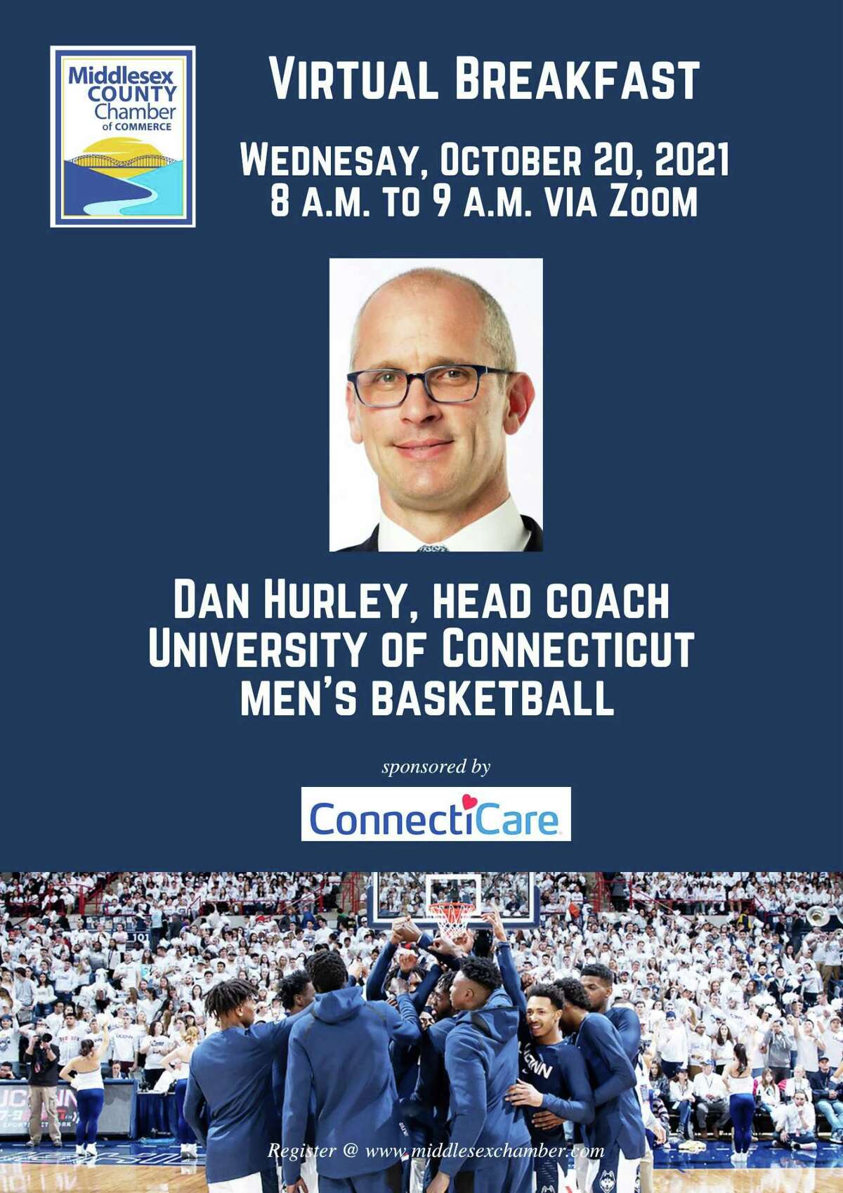 Middlesex Chamber to UConn’s Hurley at next breakfast